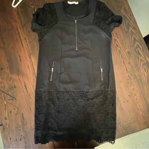 Black Sheath Mini Dress Short Sleeve Crew Neck